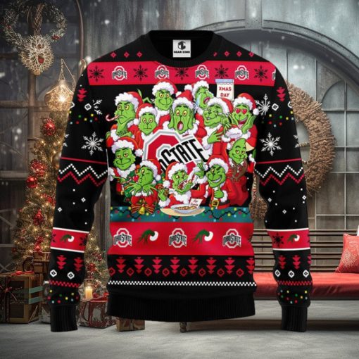 Ohio State Buckeyes 12 Grinch Xmas Day Christmas Ugly Sweater