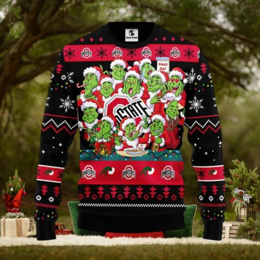 Ohio State Buckeyes 12 Grinch Xmas Day Christmas Ugly Sweater