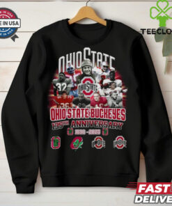 Ohio State Buckeyes 135th Anniversary 1890-2025 Rose Bowl Champions Fan Favorite T-Shirt with a commemorative design, celebrating the victory, perfect for Buckeyes fans.