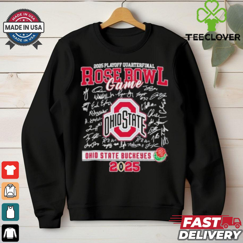 Ohio State Buckeyes 2024 Rose Bowl Game Signatures Roster Shirt Ohio State Buckeyes 2024 Rose Bowl Game Signatures Roster Shirt
