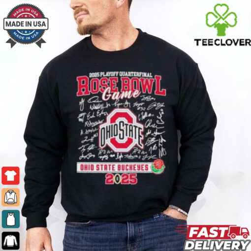 Ohio State Buckeyes 2024 Rose Bowl Game Signatures Roster Shirt