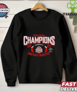 Ohio State Buckeyes 2025 Rose Bowl Game Champions T-shirt, featuring bold championship design, unisex fit, Ohio State football fan gear, Rose Bowl victory shirt.