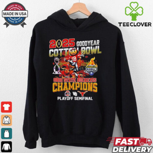 Ohio State Buckeyes Beat Texas Longhorns 2025 Goodyear Cotton Bowl Classic Champions on january 10 2025 mascot shirt