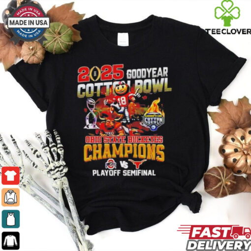 Ohio State Buckeyes Beat Texas Longhorns 2025 Goodyear Cotton Bowl Classic Champions on january 10 2025 mascot shirt