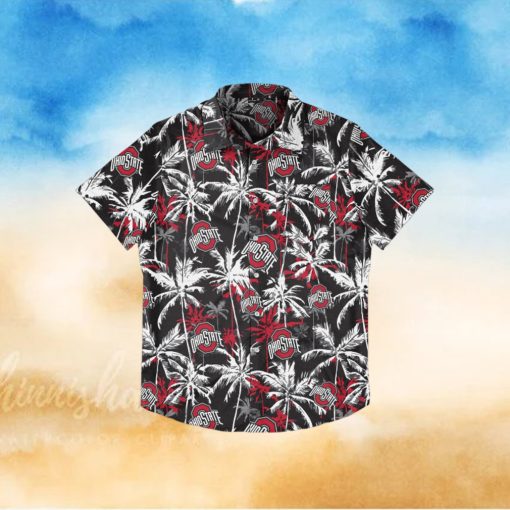 Ohio State Buckeyes Black Floral Hawaiian Shirt