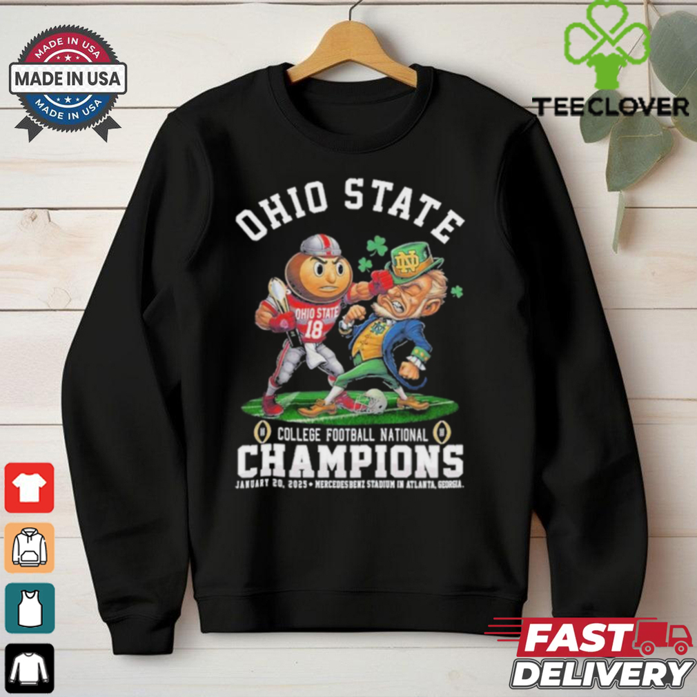 Ohio State Buckeyes Boxing Notre Dame Fighting Irish College Football Playoff Champions 2024 2025 Mascot T shirts Ohio State Buckeyes Boxing Notre Dame Fighting Irish College Football Playoff Champions 2024 2025 Mascot T shirts