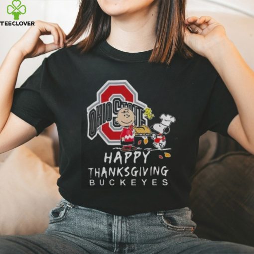 Ohio State Buckeyes Charlie Brown And Snoopy Happy Thanksgiving Shirt