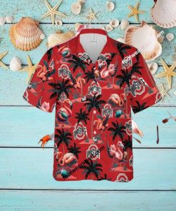 Ohio State Buckeyes Coconut Tree Island Flamingo Play Football Hawaiian Shirt AOP For Men Women