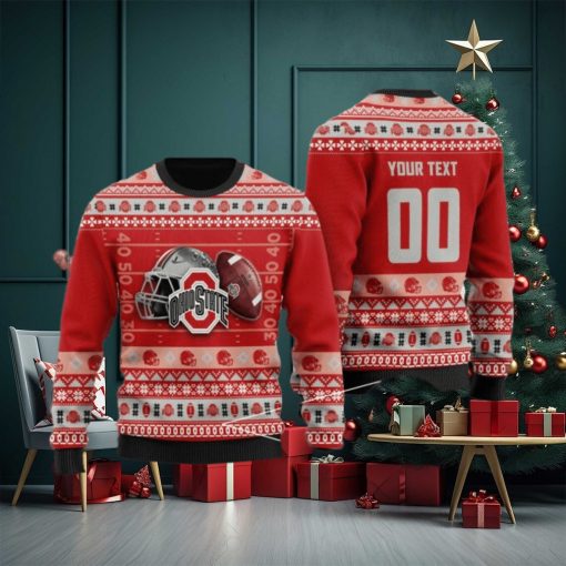 Ohio State Buckeyes Custom Name & Number Personalized Ugly Christmas Sweater, Ugly Sweater, Christmas Sweaters, Hoodie, Sweatshirt, Sweater