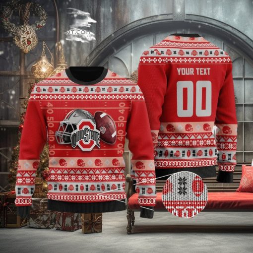 Ohio State Buckeyes Customs Ugly Christmas Wool Knitted Sweater