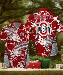 Ohio State Buckeyes Fishing Short Sleeve Button Up Tropical Hawaiian Shirt