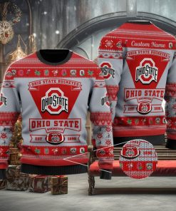 Ohio State Buckeyes Football Team Logo Custom Name Personalized Ugly Christmas Sweater Christmas Gift For Big Fans