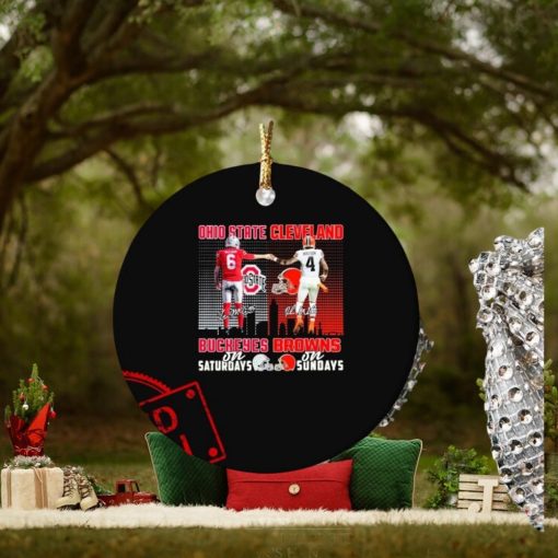 Ohio State Buckeyes Kyle Mccord On Saturdays Cleveland Browns Deshaun Watson On Sundays Signatures Ornament