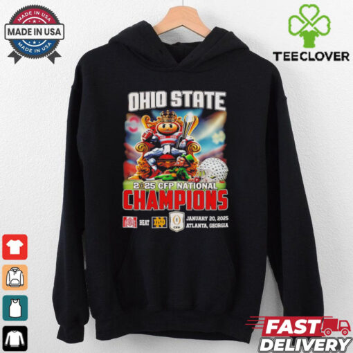 Ohio State Buckeyes NCAA 2025 CFP National Champions January 20 2025 Atlanta Georgia mascot shirt