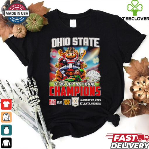 Ohio State Buckeyes NCAA 2025 CFP National Champions January 20 2025 Atlanta Georgia mascot shirt
