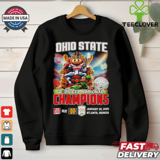 Ohio State Buckeyes NCAA 2025 CFP National Champions January 20 2025 Atlanta Georgia mascot shirt