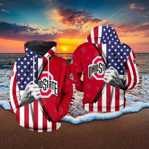 Ohio State Buckeyes NCAA US Flag 3D Printed Hoodie