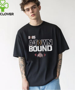 The **Ohio State Buckeyes Nike A Town Bound T-Shirt** features a stylish design with a nod to the Buckeyes’ strong connection to their fans and the city of Atlanta (often referred to as 