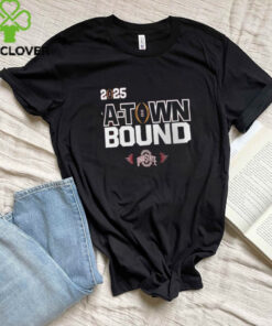 The **Ohio State Buckeyes Nike A Town Bound T-Shirt** features a stylish design with a nod to the Buckeyes’ strong connection to their fans and the city of Atlanta (often referred to as 
