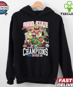Ohio State Buckeyes Oregon Ducks Notre Dame Fighting Irish Texas Longhorns National Championship Champions NCAA 2025 Helmet Mascots T Shirts