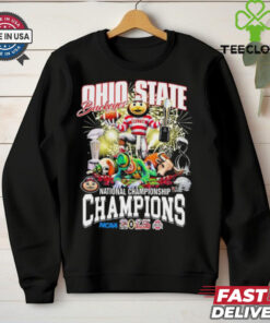 Ohio State Buckeyes Oregon Ducks Notre Dame Fighting Irish Texas Longhorns National Championship Champions NCAA 2025 Helmet Mascots T Shirts