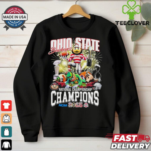 Ohio State Buckeyes Oregon Ducks Notre Dame Fighting Irish Texas Longhorns National Championship Champions NCAA 2025 Helmet Mascots T Shirts