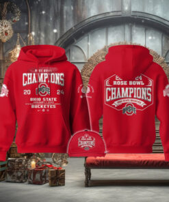 Ohio State Buckeyes Rose Bowl Champions 2025 All Red Hoodie T Shirt