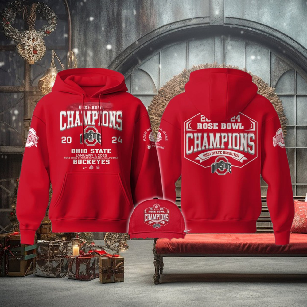 Ohio State Buckeyes Rose Bowl Champions 2025 All Red Hoodie T Shirt Ohio State Buckeyes Rose Bowl Champions 2025 All Red Hoodie T Shirt