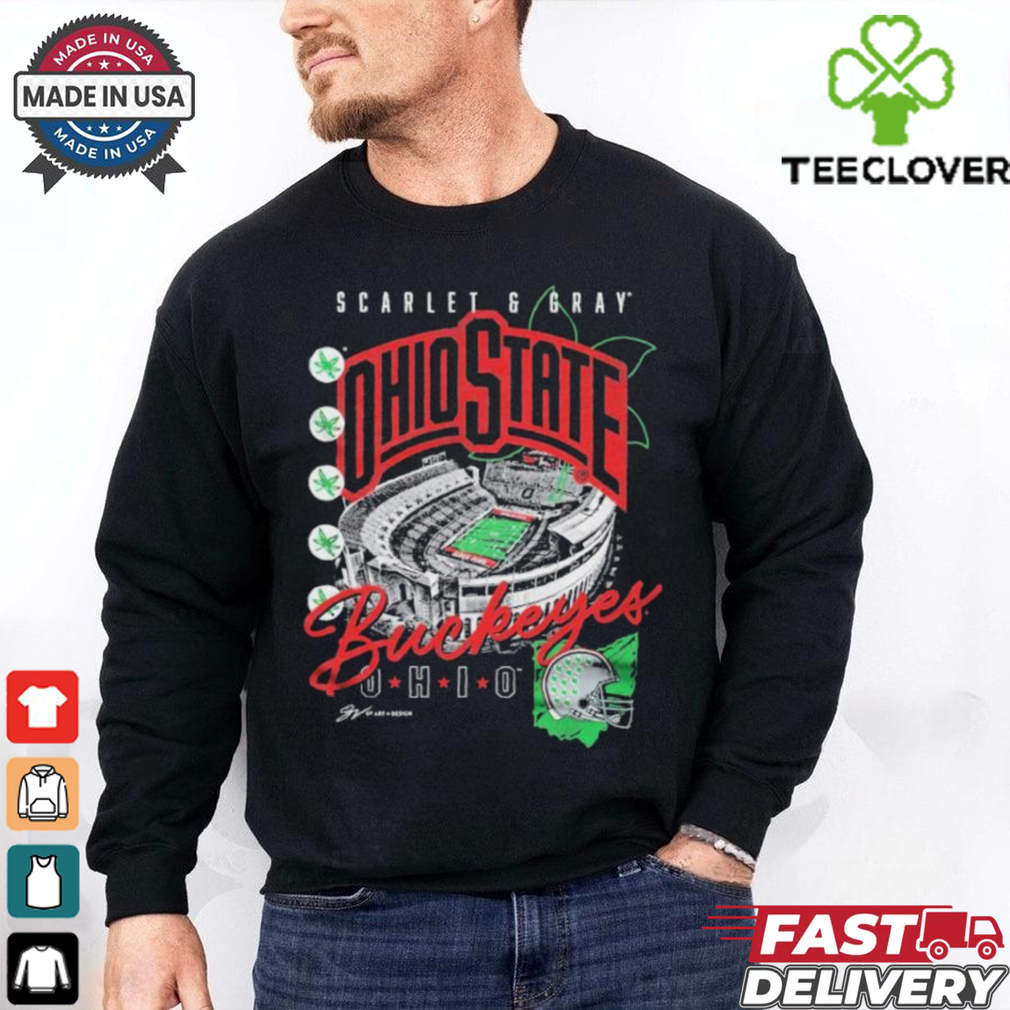Ohio State Buckeyes Scarlet & Gray Stadium Collage T shirts Ohio State Buckeyes Scarlet & Gray Stadium Collage T shirts