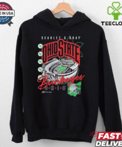 Ohio State Buckeyes Scarlet & Gray Stadium Collage T shirts