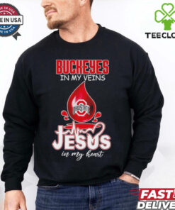 Ohio State Buckeyes in my veins Jesus in my heart football logo shirt