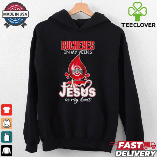Ohio State Buckeyes in my veins Jesus in my heart football logo shirt
