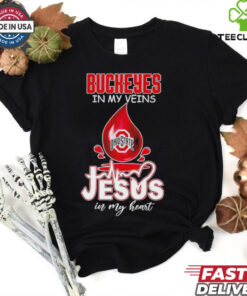 Ohio State Buckeyes in my veins Jesus in my heart football logo shirt