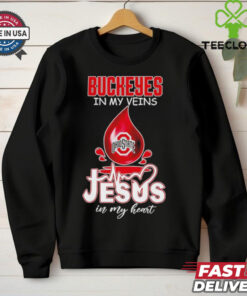 Ohio State Buckeyes in my veins Jesus in my heart football logo shirt