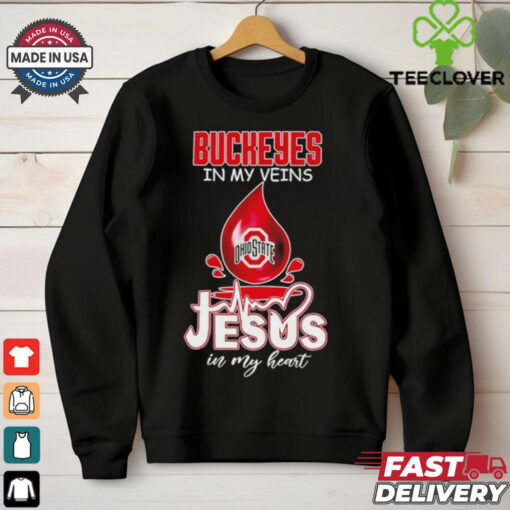 Ohio State Buckeyes in my veins Jesus in my heart football logo shirt