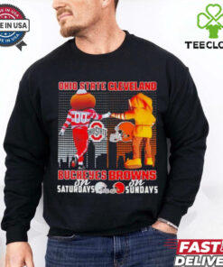 Ohio State Buckeyes on saturday and Cleveland Browns on sunday mascots shirt