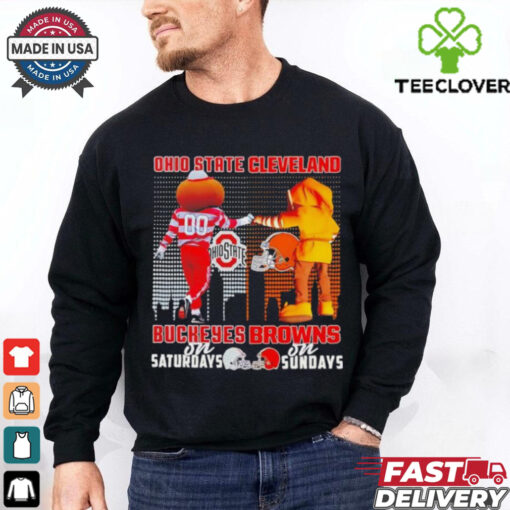 Ohio State Buckeyes on saturday and Cleveland Browns on sunday mascots shirt