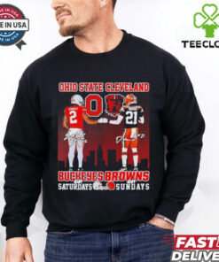 Ohio State Buckeyes on saturdays and Cleveland Brown Browns on sunday signatures shirt