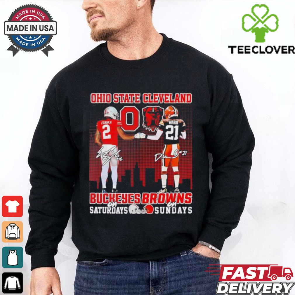 Ohio State Buckeyes on saturdays and Cleveland Brown Browns on sunday signatures shirt Ohio State Buckeyes on saturdays and Cleveland Brown Browns on sunday signatures shirt