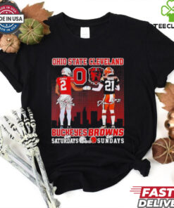 Ohio State Buckeyes on saturdays and Cleveland Brown Browns on sunday signatures shirt