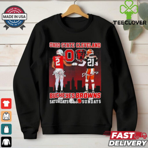 Ohio State Buckeyes on saturdays and Cleveland Brown Browns on sunday signatures shirt