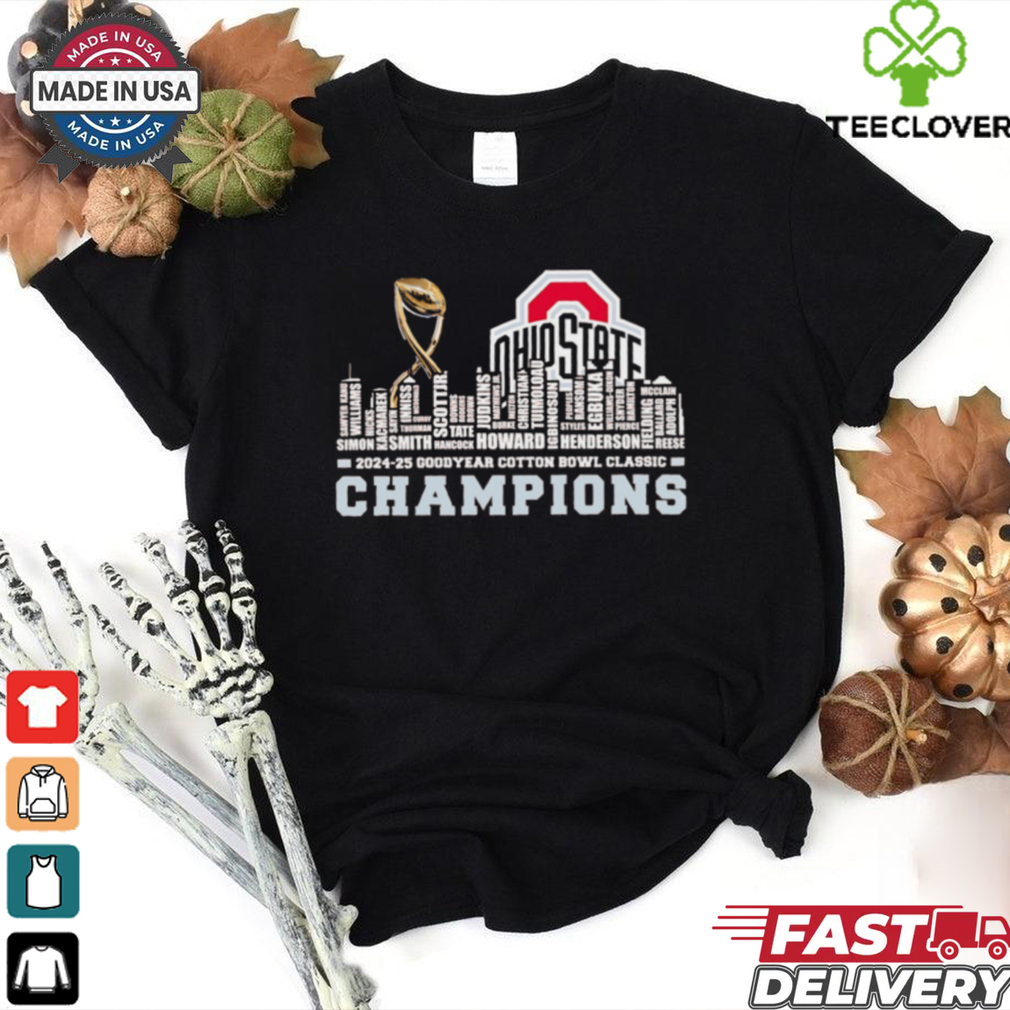 Ohio State Buckeyes trophy 2025 Cotton Bowl champions players names shirt Ohio State Buckeyes trophy 2025 Cotton Bowl champions players names shirt