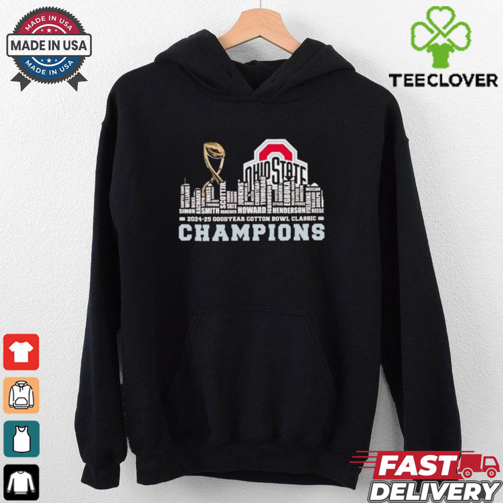 Ohio State Buckeyes trophy 2025 Cotton Bowl champions players names shirt Ohio State Buckeyes trophy 2025 Cotton Bowl champions players names shirt