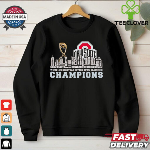 Ohio State Buckeyes trophy 2025 Cotton Bowl champions players names shirt