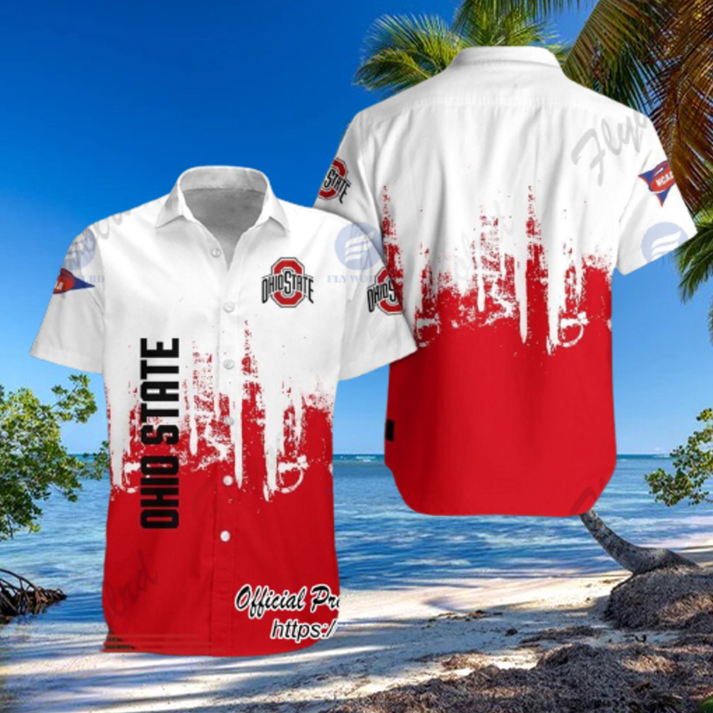 Ohio State Buckeyes white Red Hawaiian Shirt Ohio State Buckeyes white Red Hawaiian Shirt