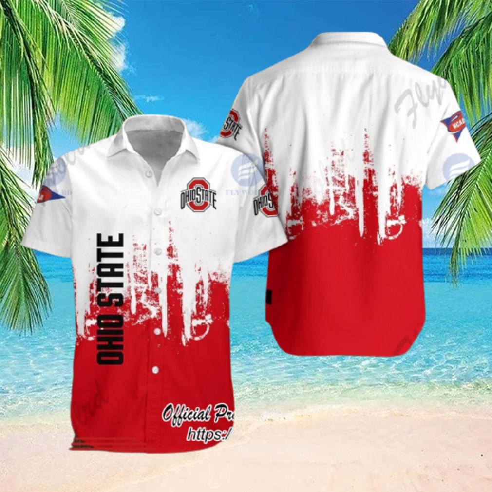 Ohio State Buckeyes white Red Hawaiian Shirt Ohio State Buckeyes white Red Hawaiian Shirt
