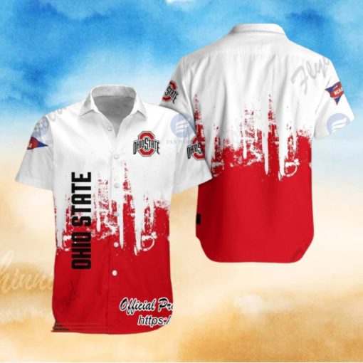 Ohio State Buckeyes white Red Hawaiian Shirt