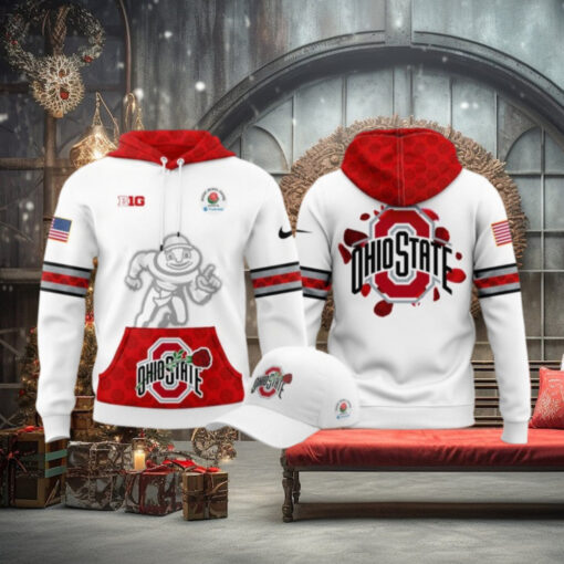 Ohio State Buckeyes x Rose Bowl Game New Edition 2025 For Fans Limited White Hoodie