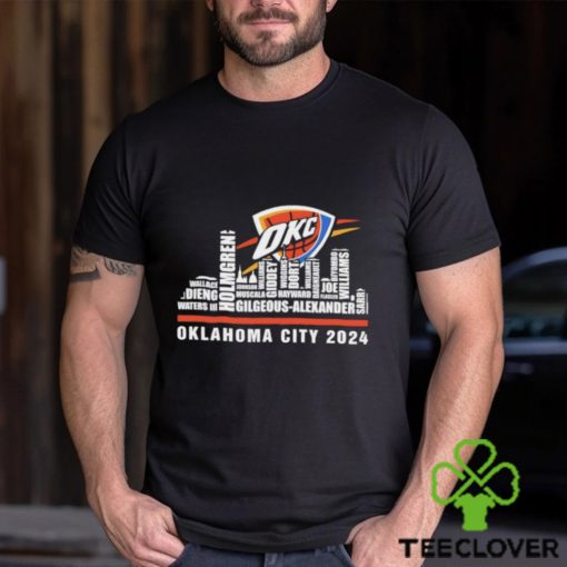 Oklahoma City Thunder 2024 city skyline players names T hoodie, sweater, longsleeve, shirt v-neck, t-shirt