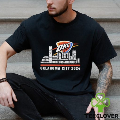 Oklahoma City Thunder 2024 city skyline players names T hoodie, sweater, longsleeve, shirt v-neck, t-shirt